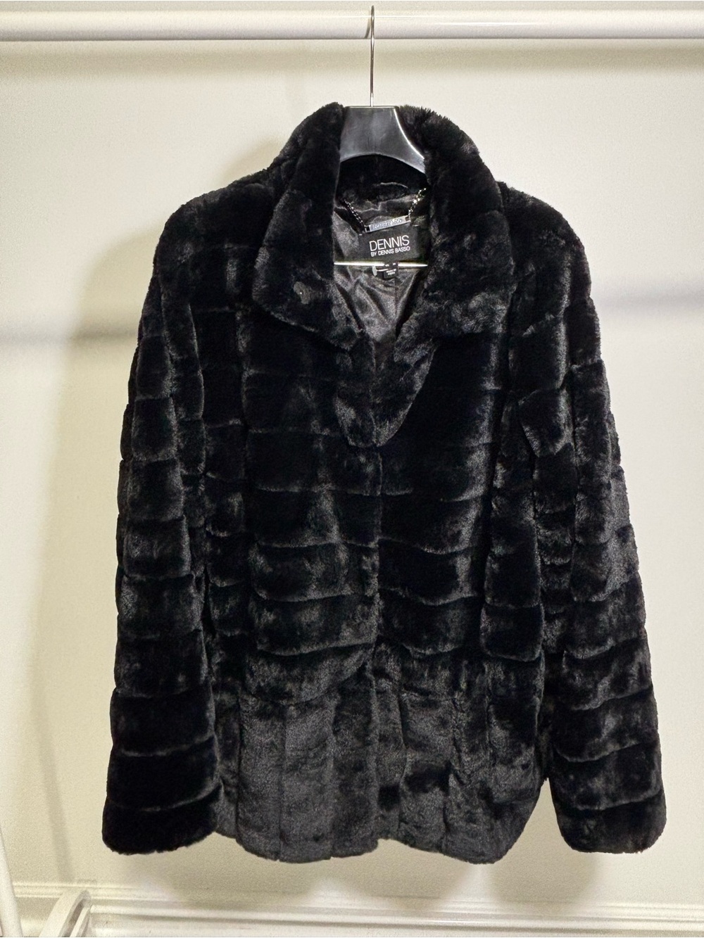 Dennis by Dennis Basso Women’s Black Mid-Length Lined Button Coat XL